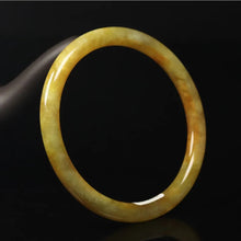 Load image into Gallery viewer, 10% OFF- 60/61/62 mm Certified Natural Gold Silk Jadeite Emerald A*Jade Handcarved Original Supplier Lucky Bangle 06849/FP3398
