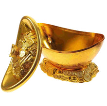 Load image into Gallery viewer, Chinese Feng Shui Good Fortune Wealth Gold Ingot Lucky Money Statue Home/Office Decor Sculpture Craft Living Room TV Cabinet Fortune Ornament Housewarming Gift