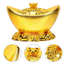Load image into Gallery viewer, Chinese Feng Shui Good Fortune Wealth Gold Ingot Lucky Money Statue Home/Office Decor Sculpture Craft Living Room TV Cabinet Fortune Ornament Housewarming Gift