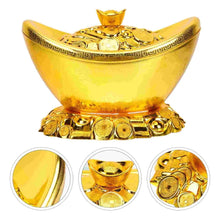 Load image into Gallery viewer, Chinese Feng Shui Good Fortune Wealth Gold Ingot Lucky Money Statue Home/Office Decor Sculpture Craft Living Room TV Cabinet Fortune Ornament Housewarming Gift