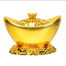 Load image into Gallery viewer, Chinese Feng Shui Good Fortune Wealth Gold Ingot Lucky Money Statue Home/Office Decor Sculpture Craft Living Room TV Cabinet Fortune Ornament Housewarming Gift