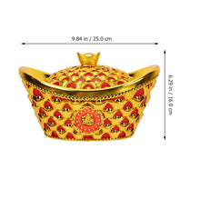 Load image into Gallery viewer, Chinese Feng Shui Good Fortune Wealth Gold Ingot Lucky Money Statue Home/Office Decor Sculpture Craft Living Room TV Cabinet Fortune Ornament Housewarming Gift