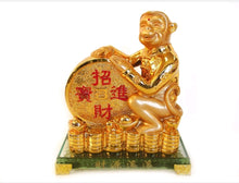 Load image into Gallery viewer, Chinese Feng Shui Good Fortune Wealth Gold  Lucky Monkey Statue Home/Office Decor Sculpture Craft Living Room TV Cabinet Fortune Ornament Housewarming Gift