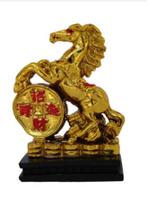 Load image into Gallery viewer, Chinese Feng Shui Good Fortune Wealth Lucky Gold Horse Statue Home/Office Decor Sculpture Craft Living Room TV Cabinet Fortune Ornament Housewarming Gift