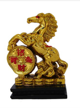 Load image into Gallery viewer, Chinese Feng Shui Good Fortune Wealth Lucky Gold Horse Statue Home/Office Decor Sculpture Craft Living Room TV Cabinet Fortune Ornament Housewarming Gift