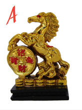 Load image into Gallery viewer, Chinese Feng Shui Good Fortune Wealth Lucky Gold Horse Statue Home/Office Decor Sculpture Craft Living Room TV Cabinet Fortune Ornament Housewarming Gift