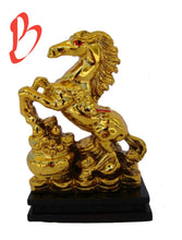 Load image into Gallery viewer, Chinese Feng Shui Good Fortune Wealth Lucky Gold Horse Statue Home/Office Decor Sculpture Craft Living Room TV Cabinet Fortune Ornament Housewarming Gift