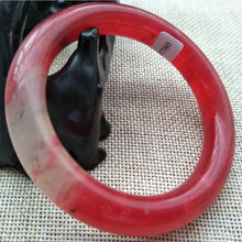 Load image into Gallery viewer, 10% OFF- 56/57/58mm Certified Natural Red Emerald A*Jade Handcarved Original Lucky Bangle x7780