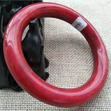 Load image into Gallery viewer, 10% OFF- 56/57/58mm Certified Natural Red Emerald A*Jade Handcarved Original Lucky Bangle x8791