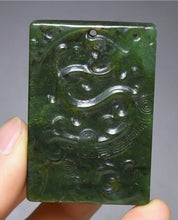 Load image into Gallery viewer, 10% OF- Certified Natural Green Emerald A*Jade Handcarved Original Lucky Dragon Amulet Pendant