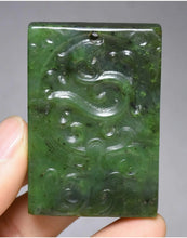 Load image into Gallery viewer, 10% OF- Certified Natural Green Emerald A*Jade Handcarved Original Lucky Dragon Amulet Pendant