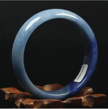 Load image into Gallery viewer, 10% OFF- 55/56/57mm Certified Natural Icy Blue Jadeite Emerald A*Jade Handcarved Original Lucky Bracelet Bangle A8083