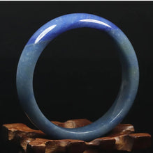 Load image into Gallery viewer, 10% OFF- 55/56/57mm Certified Natural Icy Blue Jadeite Emerald A*Jade Handcarved Original Lucky Bracelet Bangle A8083