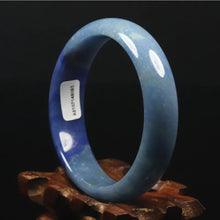 Load image into Gallery viewer, 10% OFF- 55/56/57mm Certified Natural Icy Blue Jadeite Emerald A*Jade Handcarved Original Lucky Bracelet Bangle A8083