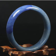 Load image into Gallery viewer, 10% OFF- 55/56/57mm Certified Natural Icy Blue Jadeite Emerald A*Jade Handcarved Original Lucky Bracelet Bangle A8083