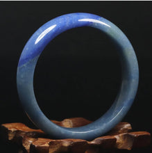 Load image into Gallery viewer, 10% OFF- 55/56/57mm Certified Natural Icy Blue Jadeite Emerald A*Jade Handcarved Original Lucky Bracelet Bangle A8083