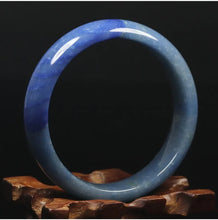 Load image into Gallery viewer, 10% OFF- 55/56/57mm Certified Natural Icy Blue Jadeite Emerald A*Jade Handcarved Original Lucky Bracelet Bangle A8083