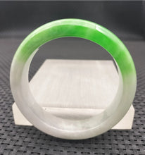 Load image into Gallery viewer, 10% OFF- 55/56/57mm Certified Natural Icy Blue Jadeite Emerald A*Jade Handcarved Original Lucky Bracelet Bangle A974