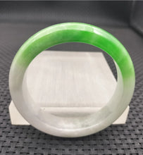 Load image into Gallery viewer, 10% OFF- 55/56/57mm Certified Natural Icy Blue Jadeite Emerald A*Jade Handcarved Original Lucky Bracelet Bangle A974