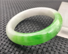 Load image into Gallery viewer, 10% OFF- 55/56/57mm Certified Natural Icy Blue Jadeite Emerald A*Jade Handcarved Original Lucky Bracelet Bangle A974