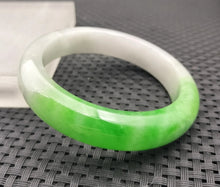 Load image into Gallery viewer, 10% OFF- 55/56/57mm Certified Natural Icy Blue Jadeite Emerald A*Jade Handcarved Original Lucky Bracelet Bangle A974