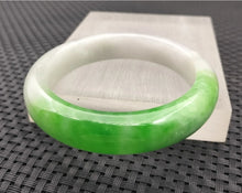 Load image into Gallery viewer, 10% OFF- 55/56/57mm Certified Natural Icy Blue Jadeite Emerald A*Jade Handcarved Original Lucky Bracelet Bangle A974