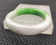 Load image into Gallery viewer, 10% OFF- 55/56/57mm Certified Natural Icy Blue Jadeite Emerald A*Jade Handcarved Original Lucky Bracelet Bangle A974