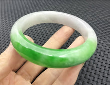 Load image into Gallery viewer, 10% OFF- 55/56/57mm Certified Natural Icy Blue Jadeite Emerald A*Jade Handcarved Original Lucky Bracelet Bangle A974