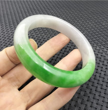 Load image into Gallery viewer, 10% OFF- 55/56/57mm Certified Natural Icy Blue Jadeite Emerald A*Jade Handcarved Original Lucky Bracelet Bangle A974