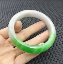 Load image into Gallery viewer, 10% OFF- 55/56/57mm Certified Natural Icy Blue Jadeite Emerald A*Jade Handcarved Original Lucky Bracelet Bangle A974