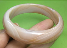 Load image into Gallery viewer, 10% OFF- 54/55/56mm Certified Natural Icy Yellow Gold Silk Chocolate Milk Jadeite Emerald A*Jade Handcarved Original Lucky Bracelet Bangle A1940