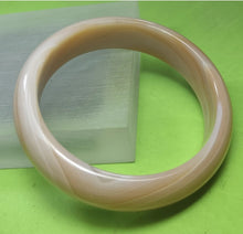 Load image into Gallery viewer, 10% OFF- 54/55/56mm Certified Natural Icy Yellow Gold Silk Chocolate Milk Jadeite Emerald A*Jade Handcarved Original Lucky Bracelet Bangle A1940