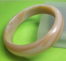 Load image into Gallery viewer, 10% OFF- 54/55/56mm Certified Natural Icy Yellow Gold Silk Chocolate Milk Jadeite Emerald A*Jade Handcarved Original Lucky Bracelet Bangle A1940