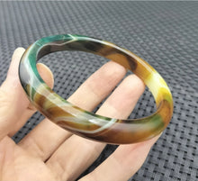 Load image into Gallery viewer, 10% OFF- 60/61/62mm Certified Natural Multi-Color Emerald A*Jade Handcarved Original Lucky Bracelet Bangle 983