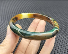 Load image into Gallery viewer, 10% OFF- 60/61/62mm Certified Natural Multi-Color Emerald A*Jade Handcarved Original Lucky Bracelet Bangle 983