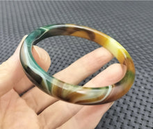 Load image into Gallery viewer, 10% OFF- 60/61/62mm Certified Natural Multi-Color Emerald A*Jade Handcarved Original Lucky Bracelet Bangle 983