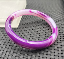 Load image into Gallery viewer, 10% OFF- 58/59/60mm Certified Natural Lavender Purple Emerald A*Jade Handcarved Original Lucky Bracelet Bangle 982