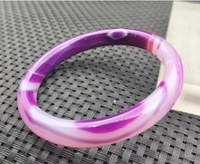 Load image into Gallery viewer, 10% OFF- 58/59/60mm Certified Natural Lavender Purple Emerald A*Jade Handcarved Original Lucky Bracelet Bangle 982