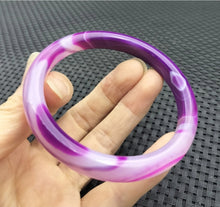 Load image into Gallery viewer, 10% OFF- 58/59/60mm Certified Natural Lavender Purple Emerald A*Jade Handcarved Original Lucky Bracelet Bangle 982