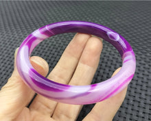 Load image into Gallery viewer, 10% OFF- 58/59/60mm Certified Natural Lavender Purple Emerald A*Jade Handcarved Original Lucky Bracelet Bangle 982