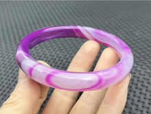 Load image into Gallery viewer, 10% OFF- 58/59/60mm Certified Natural Lavender Purple Emerald A*Jade Handcarved Original Lucky Bracelet Bangle 982