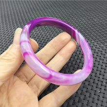 Load image into Gallery viewer, 10% OFF- 58/59/60mm Certified Natural Lavender Purple Emerald A*Jade Handcarved Original Lucky Bracelet Bangle 982