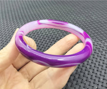 Load image into Gallery viewer, 10% OFF- 58/59/60mm Certified Natural Lavender Purple Emerald A*Jade Handcarved Original Lucky Bracelet Bangle 982