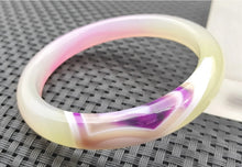 Load image into Gallery viewer, 10% OFF- 58/59/60mm Certified Natural Lavender Purple Emerald A*Jade Handcarved Original Lucky Bracelet Bangle