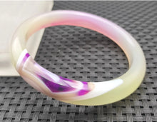 Load image into Gallery viewer, 10% OFF- 58/59/60mm Certified Natural Lavender Purple Emerald A*Jade Handcarved Original Lucky Bracelet Bangle