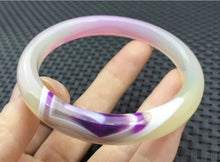 Load image into Gallery viewer, 10% OFF- 58/59/60mm Certified Natural Lavender Purple Emerald A*Jade Handcarved Original Lucky Bracelet Bangle