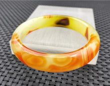 Load image into Gallery viewer, 10% OFF- 60/61/62mm Certified Natural Yellow Gold Red Emerald A*Jade Handcarved Original Lucky Bracelet Bangle 955