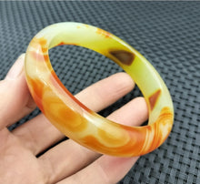 Load image into Gallery viewer, 10% OFF- 60/61/62mm Certified Natural Yellow Gold Red Emerald A*Jade Handcarved Original Lucky Bracelet Bangle 955