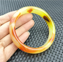 Load image into Gallery viewer, 10% OFF- 60/61/62mm Certified Natural Yellow Gold Red Emerald A*Jade Handcarved Original Lucky Bracelet Bangle 955