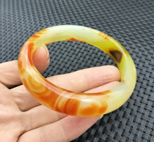 Load image into Gallery viewer, 10% OFF- 60/61/62mm Certified Natural Yellow Gold Red Emerald A*Jade Handcarved Original Lucky Bracelet Bangle 955